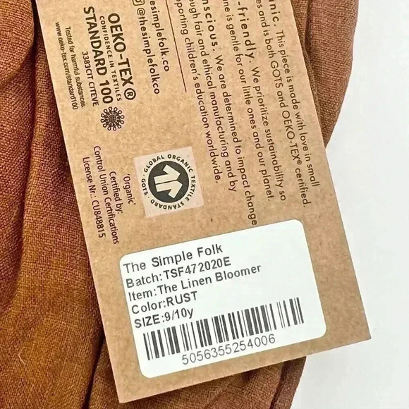 NWT The Simple Folk The Linen Bloomer Rust Kid 9/10 - Picture 3 of 6